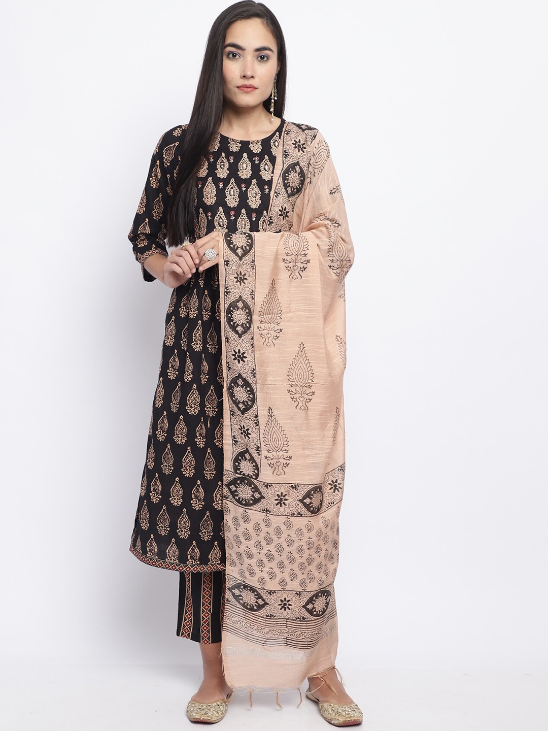 Roly Poly Ethnic Motifs Embroidered Mirror Work Pure Cotton Kurti With Trousers & Dupatta, Black
Roly Poly Ethnic Motifs Embroidered Mirror Work Pure Cotton Kurti With Trousers & Dupatta, Black