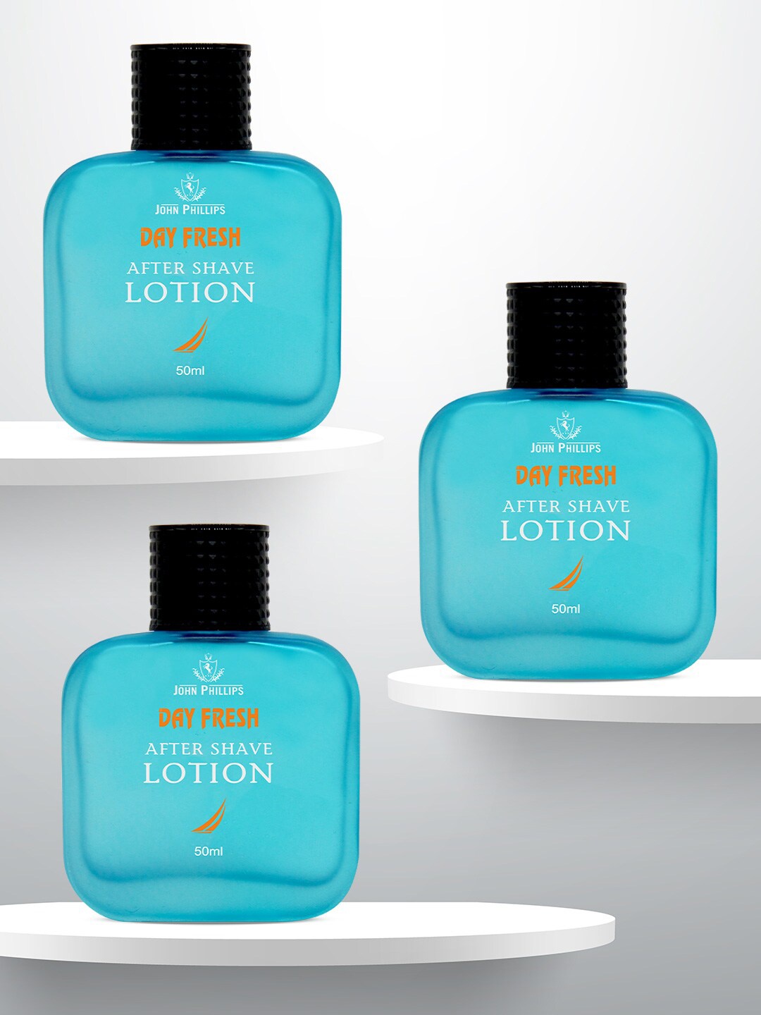 JOHN PHILLIPS Set of 3 Day Fresh After Shave Lotion with Aloe Vera - 50 ml each, Blue
JOHN PHILLIPS Set of 3 Day Fresh After Shave Lotion with Aloe Vera - 50 ml each, Blue