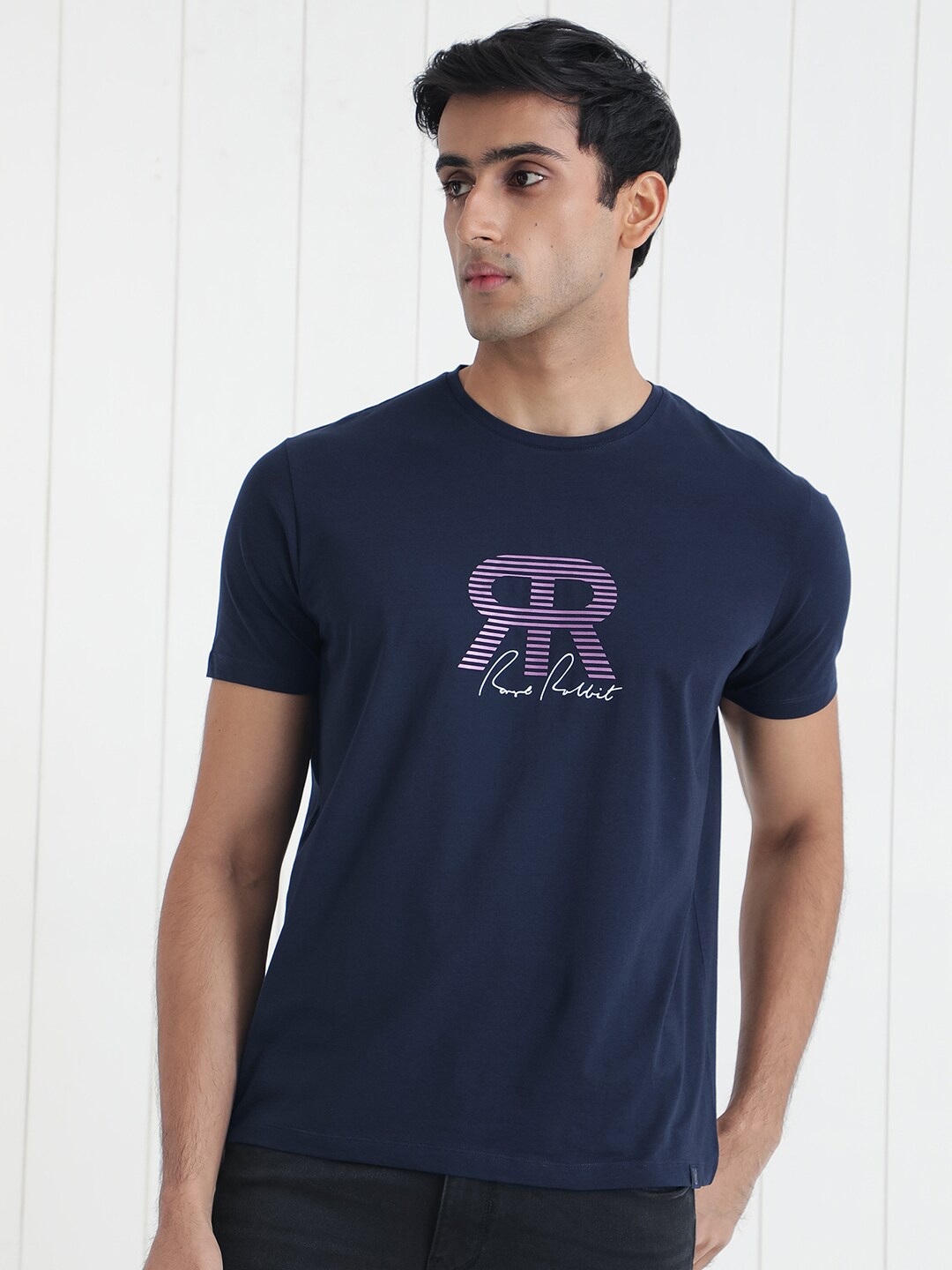 RARE RABBIT Men Neary Typography Printed Round Neck Cotton Slim Fit T-Shirt, Navy blue
RARE RABBIT Men Neary Typography Printed Round Neck Cotton Slim Fit T-Shirt, Navy blue