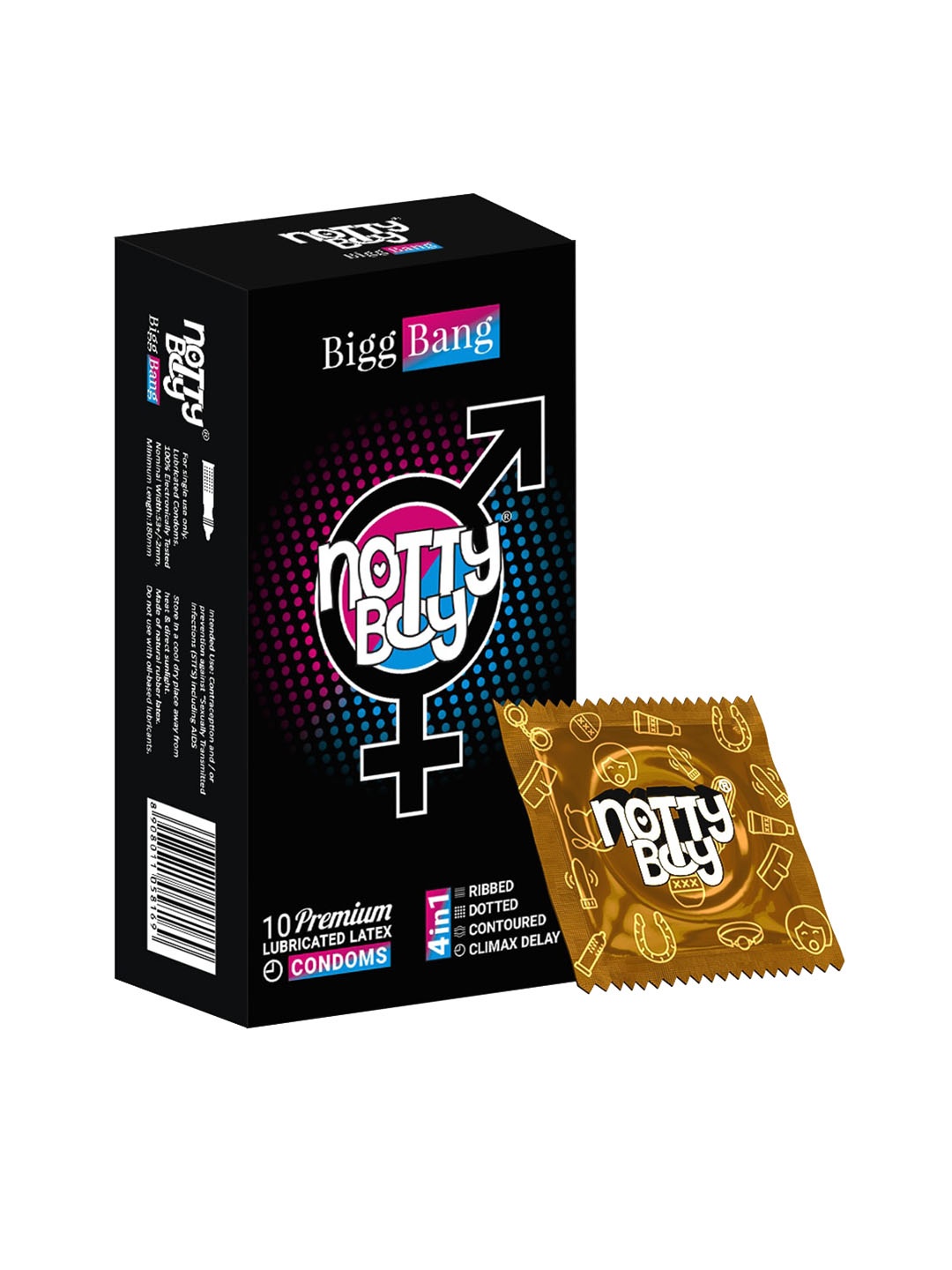 noTTy Boy Men Bigg Bang Super Slim Extra Thin Smooth Intimate Condoms - 10 Pcs, Black
noTTy Boy Men Bigg Bang Super Slim Extra Thin Smooth Intimate Condoms - 10 Pcs, Black