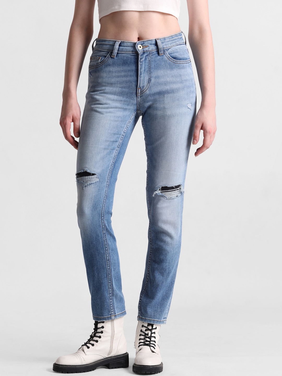 ONLY Women Slim Fit High-Rise Mildly Distressed Heavy Fade Cropped Stretchable Jeans, Blue
ONLY Women Slim Fit High-Rise Mildly Distressed Heavy Fade Cropped Stretchable Jeans, Blue