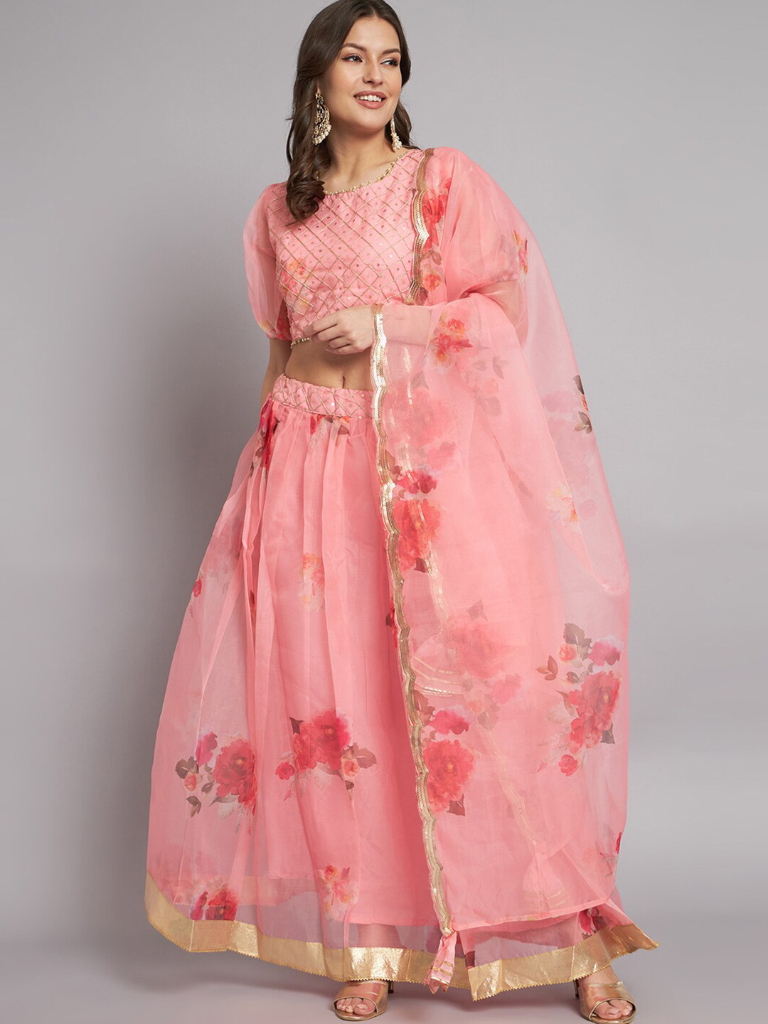 BLACK SCISSOR Floral Printed Thread Work Ready to Wear Lehenga & Blouse With Dupatta, Pink
BLACK SCISSOR Floral Printed Thread Work Ready to Wear Lehenga & Blouse With Dupatta, Pink