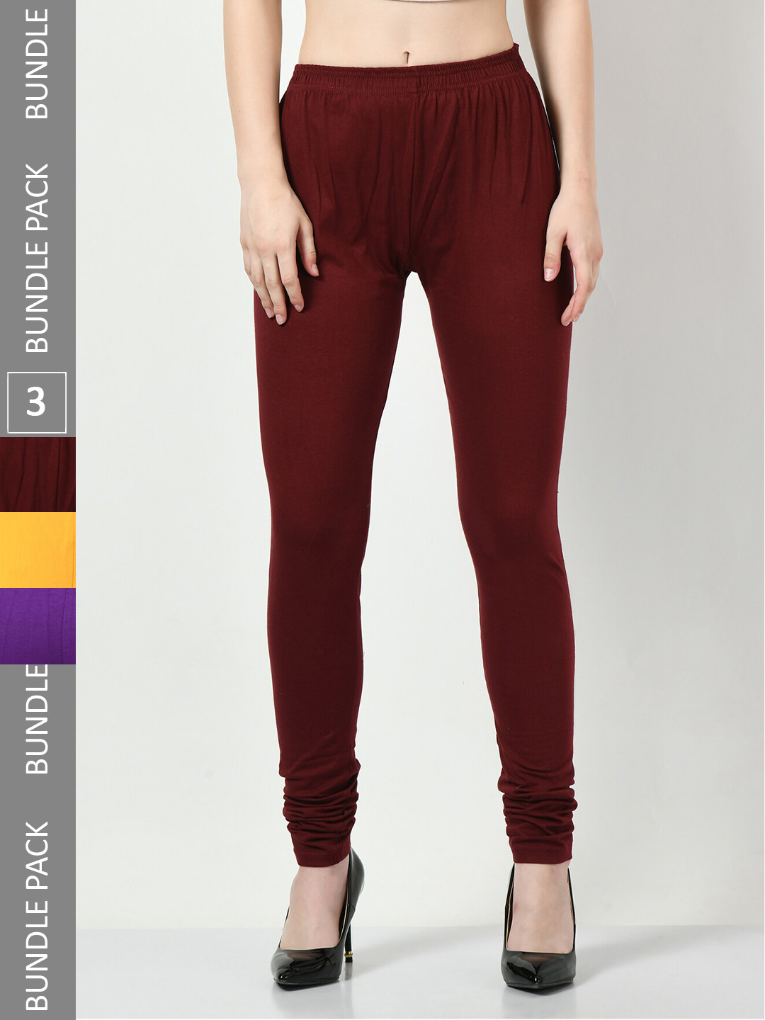 BAESD Women Pack of 3 Churidar-Length Leggings, Multi 
BAESD Women Pack of 3 Churidar-Length Leggings, Multi