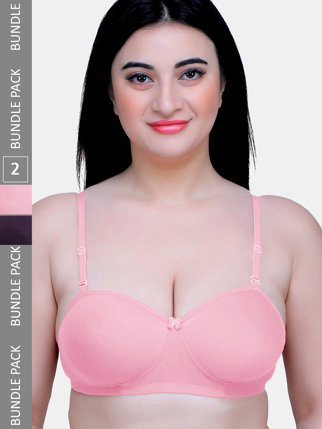 MAROON Pack of 2 Bra with Medium Coverage Heavily Padded, Pink
