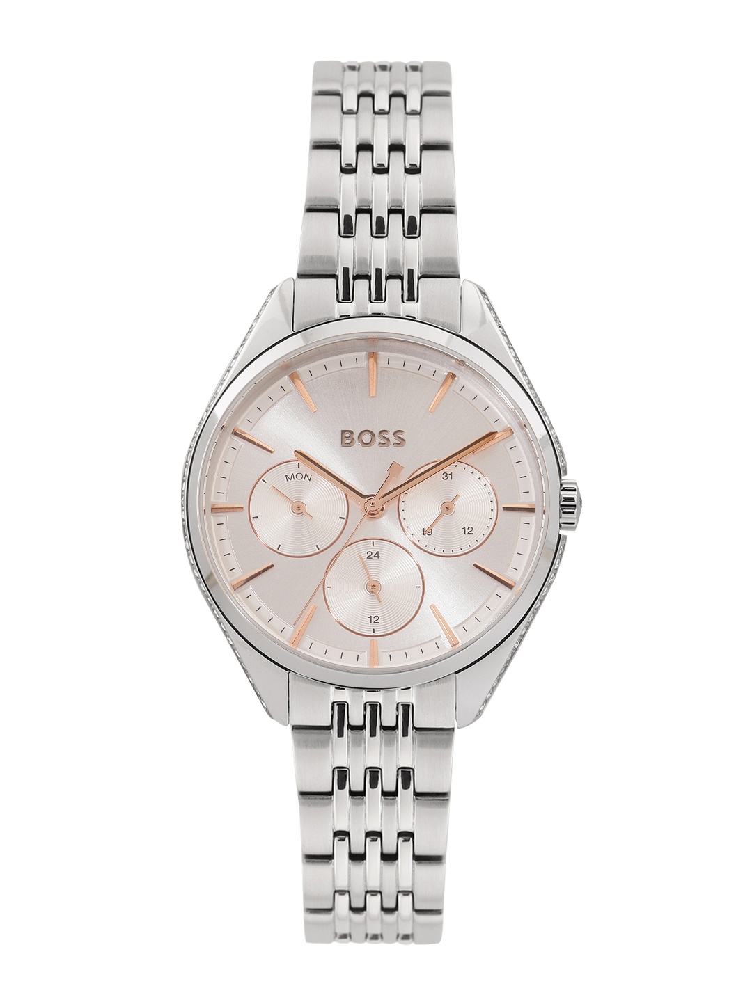 Hugo Boss Women Saya Embellished Dial & Stainless Steel Bracelet Style Watch 1502640, Silver
Hugo Boss Women Saya Embellished Dial & Stainless Steel Bracelet Style Watch 1502640, Silver