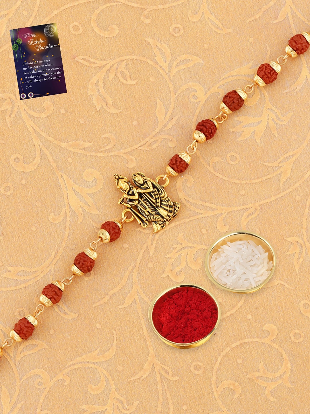 Silver Shine Unisex Set Of 2 Charm-Studded Thread Rakhi With Greeting Card & Roli Chawal, Red
Silver Shine Unisex Set Of 2 Charm-Studded Thread Rakhi With Greeting Card & Roli Chawal, Red