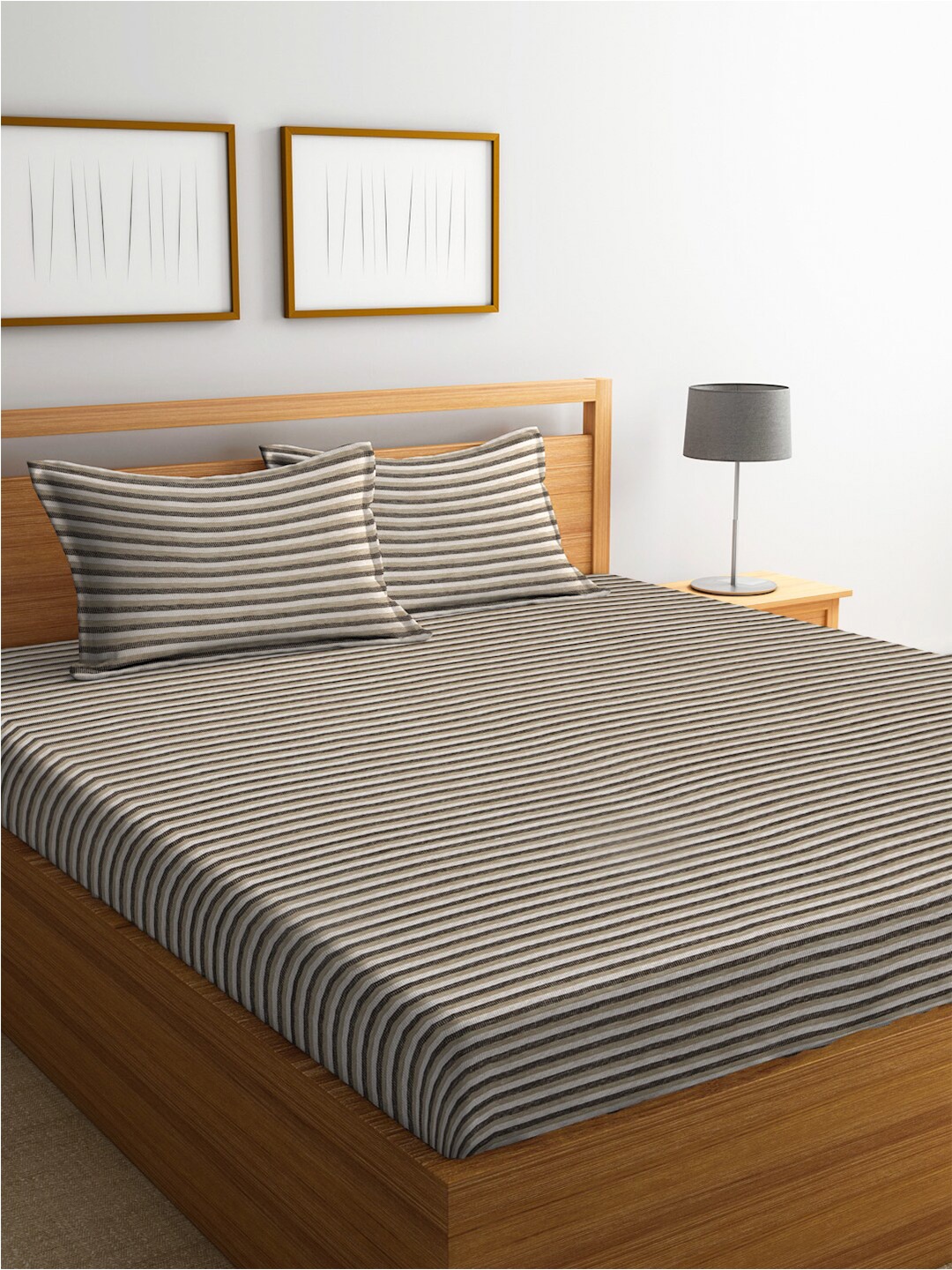 Arrabi Beige & Black Striped Polycotton 300 TC King Bedsheet With 2 Pillow Covers
Arrabi Beige & Black Striped Polycotton 300 TC King Bedsheet With 2 Pillow Covers