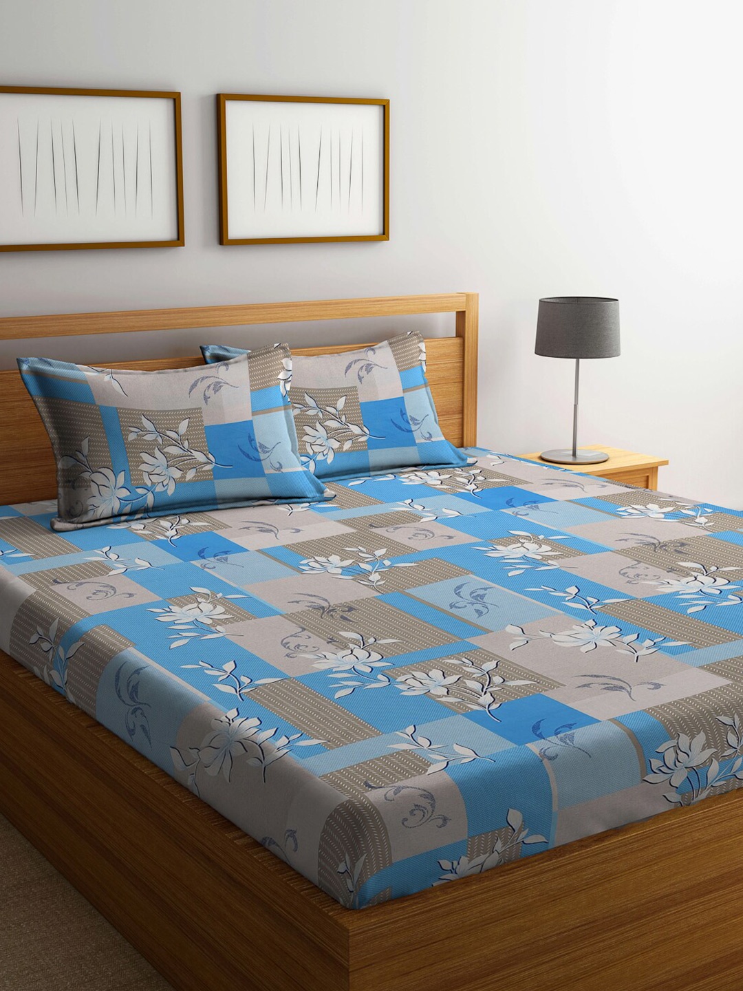 KLOTTHE Blue & Grey Floral-Printed Pure-Cotton Double King Bedsheet With Pillow Cover
KLOTTHE Blue & Grey Floral-Printed Pure-Cotton Double King Bedsheet With Pillow Cover