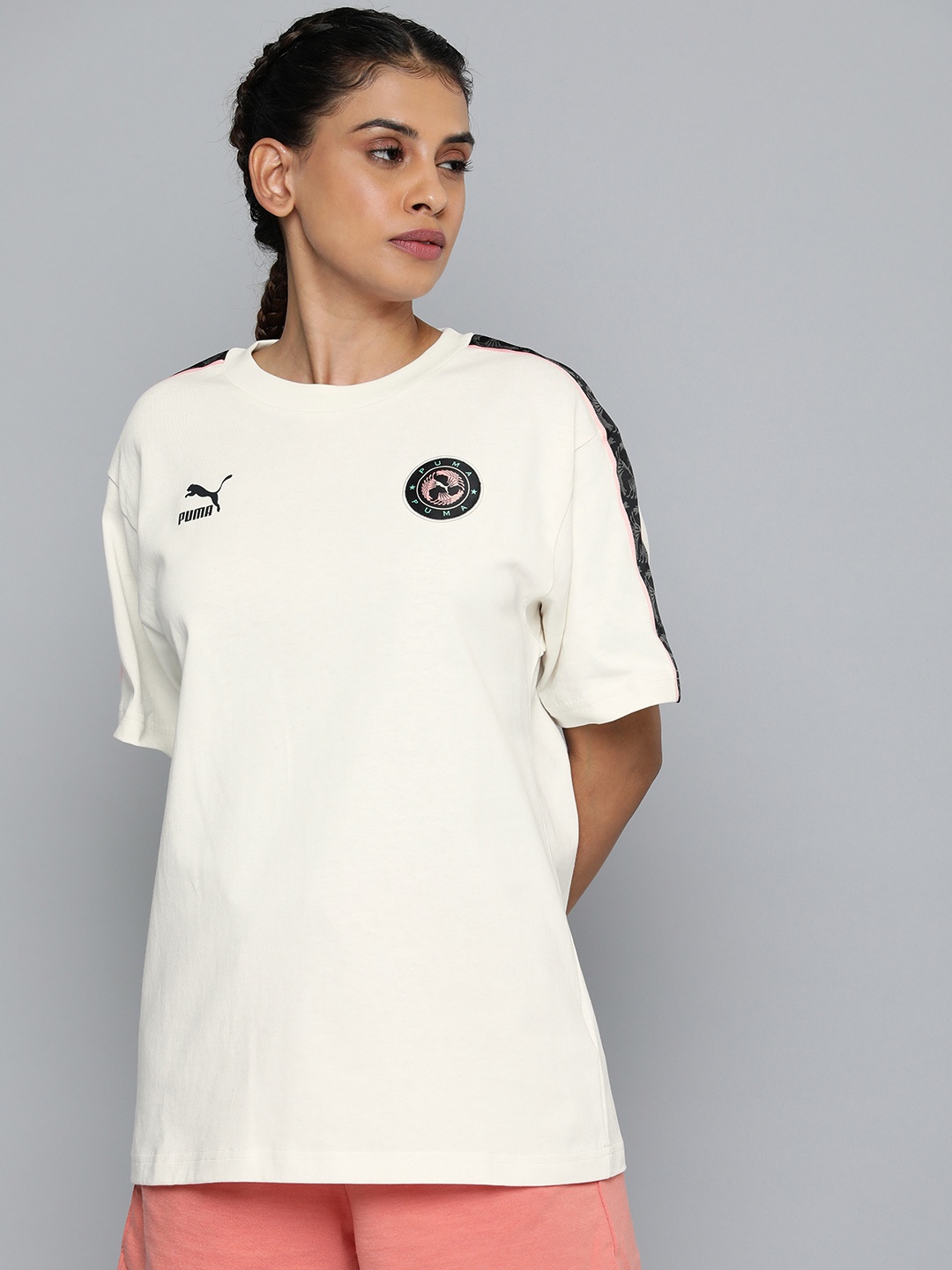 Puma Brand Logo Printed Drop-Shoulder Sleeves Dare To Panel Pure Cotton Football T-shirt, White
Puma Brand Logo Printed Drop-Shoulder Sleeves Dare To Panel Pure Cotton Football T-shirt, White