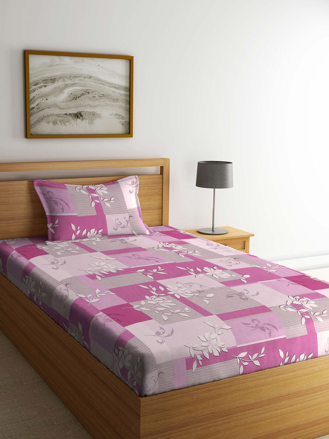 KLOTTHE Purple & White Floral-Printed 400TC Pure-Cotton Single Bedsheet With Pillow Cover
KLOTTHE Purple & White Floral-Printed 400TC Pure-Cotton Single Bedsheet With Pillow Cover