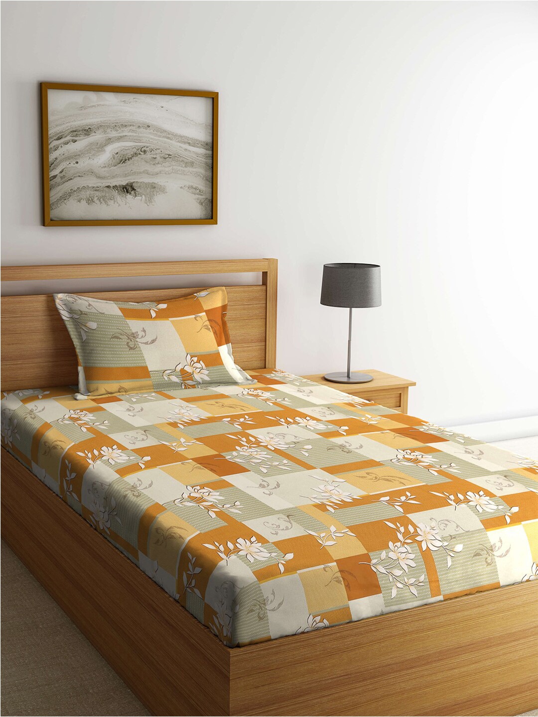 KLOTTHE Orange & White Floral Printed 400 TC Pure Cotton Single Bedsheet With Pillow Cover
KLOTTHE Orange & White Floral Printed 400 TC Pure Cotton Single Bedsheet With Pillow Cover