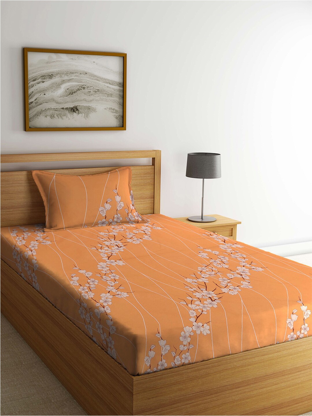 KLOTTHE Orange & White Floral-Printed 400TC Pure-Cotton Single Bedsheet With Pillow Cover
KLOTTHE Orange & White Floral-Printed 400TC Pure-Cotton Single Bedsheet With Pillow Cover
