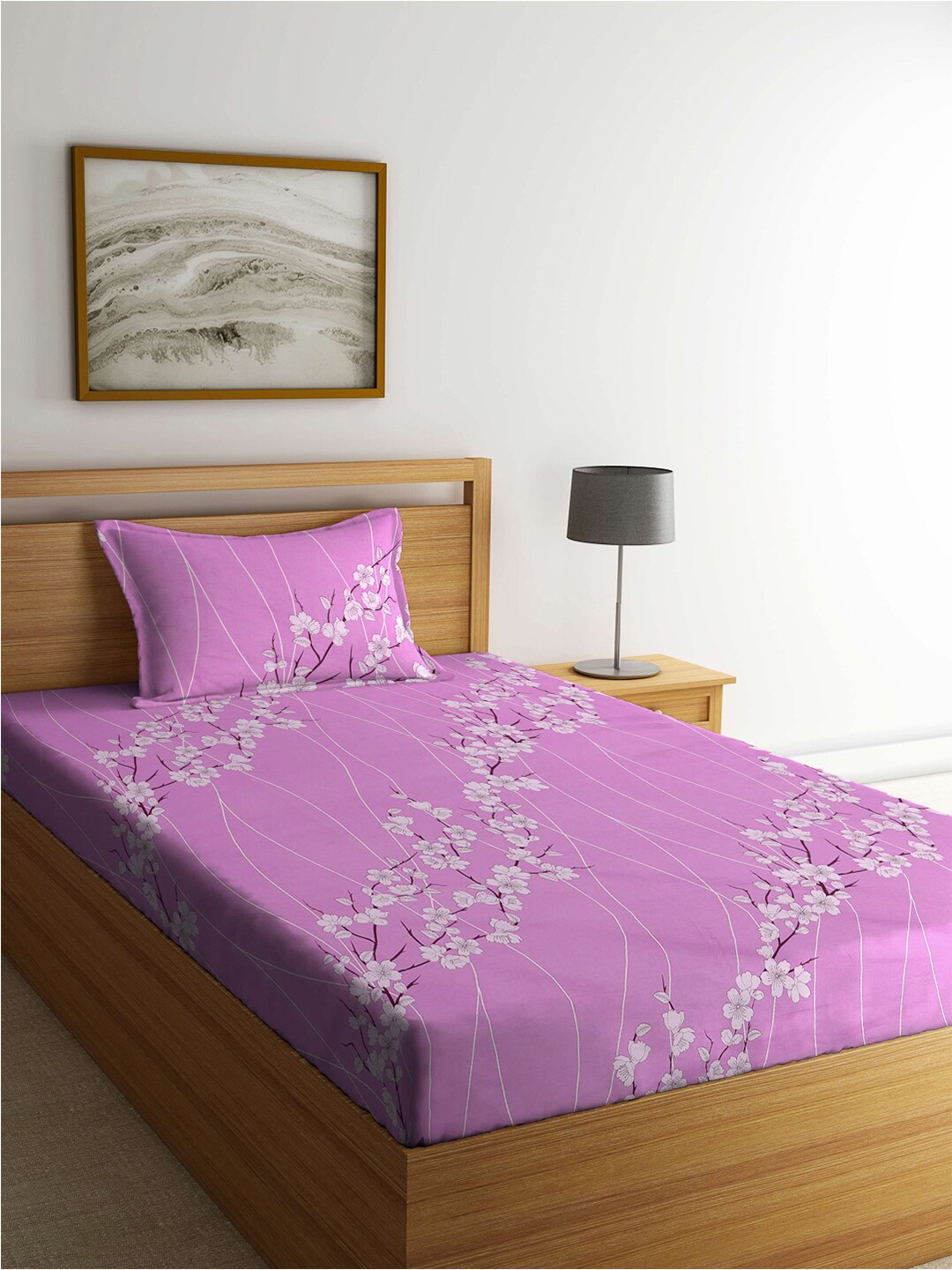 KLOTTHE Purple & White Floral Printed 400TC Pure-Cotton Single Bedsheet With Pillow Cover
KLOTTHE Purple & White Floral Printed 400TC Pure-Cotton Single Bedsheet With Pillow Cover