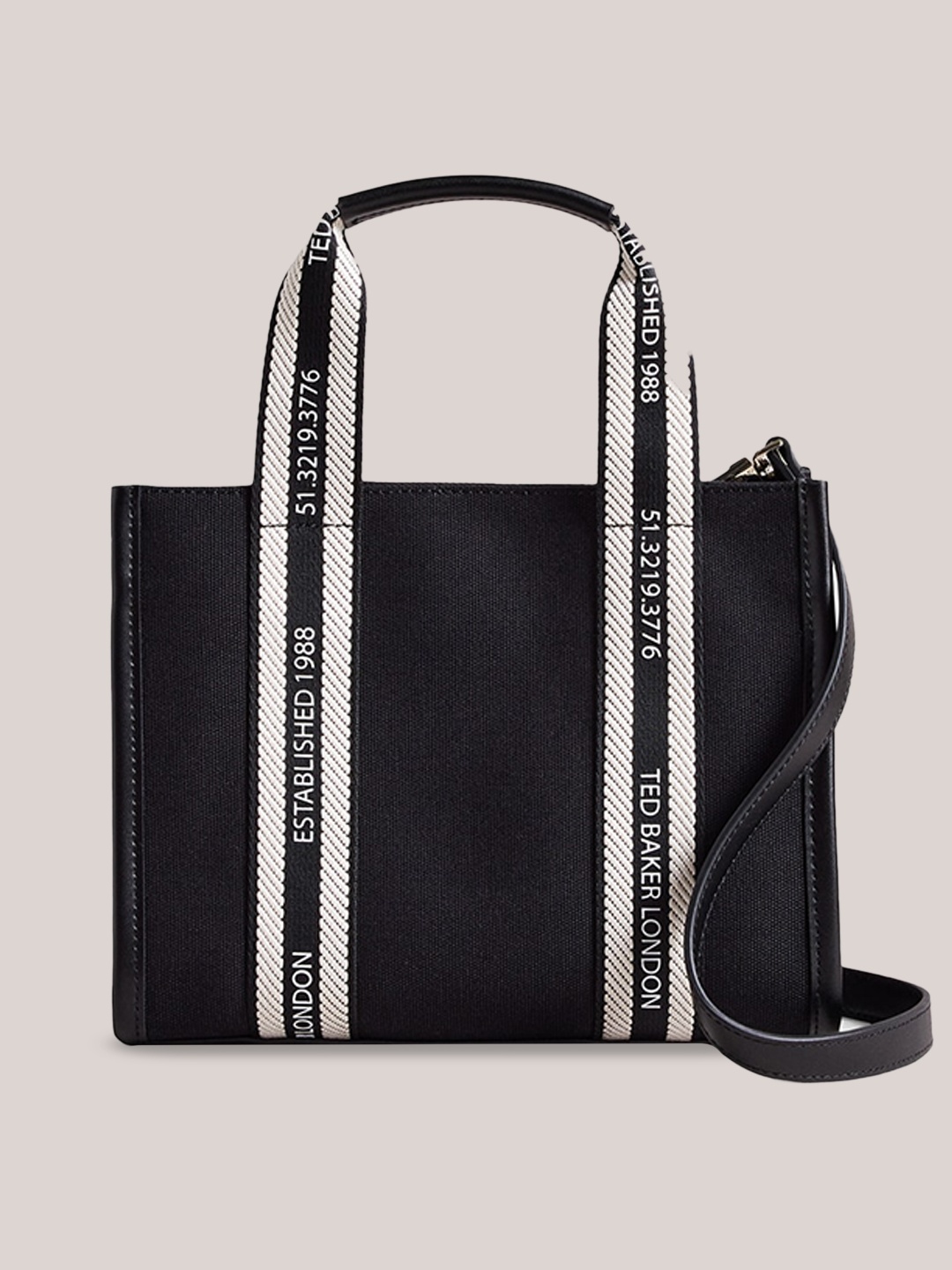 Ted Baker Structured Handheld Cotton Bag, Black