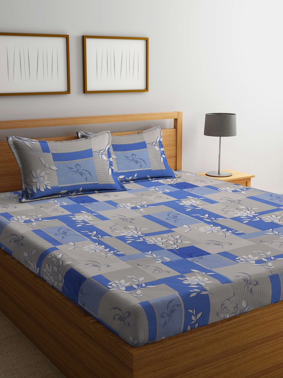 KLOTTHE Blue & Grey Floral Pure Cotton 400 TC Fitted Double Bedsheet With 2 Pillow Covers
KLOTTHE Blue & Grey Floral Pure Cotton 400 TC Fitted Double Bedsheet With 2 Pillow Covers