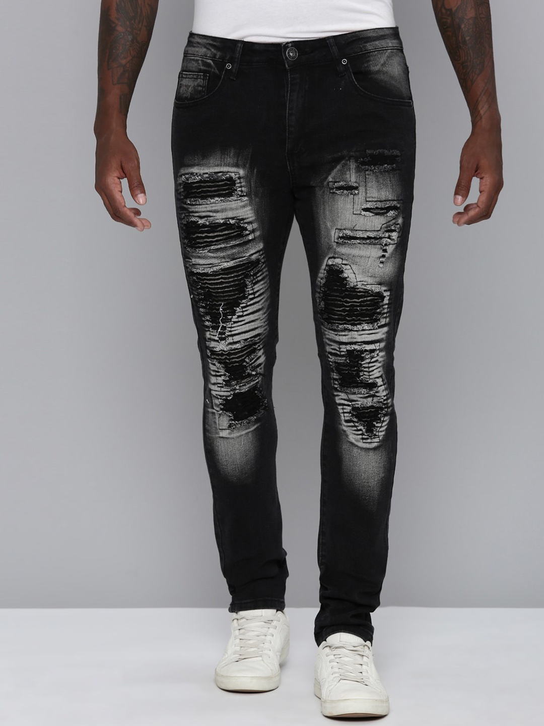 WAIMEA Men Hollywood Slim Fit Highly Distressed Heavy Fade Ripped Stretchable Jeans, Black
WAIMEA Men Hollywood Slim Fit Highly Distressed Heavy Fade Ripped Stretchable Jeans, Black