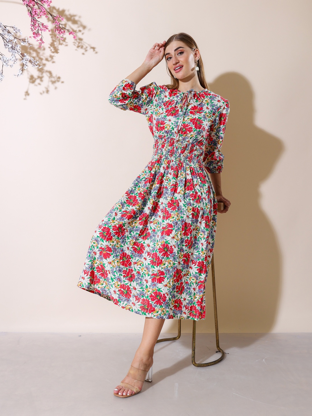 Stylecast X Hersheinbox Floral Print Tie-Up Neck Cinched Waist A-Line Midi Dress, Multi
Stylecast X Hersheinbox Floral Print Tie-Up Neck Cinched Waist A-Line Midi Dress, Multi