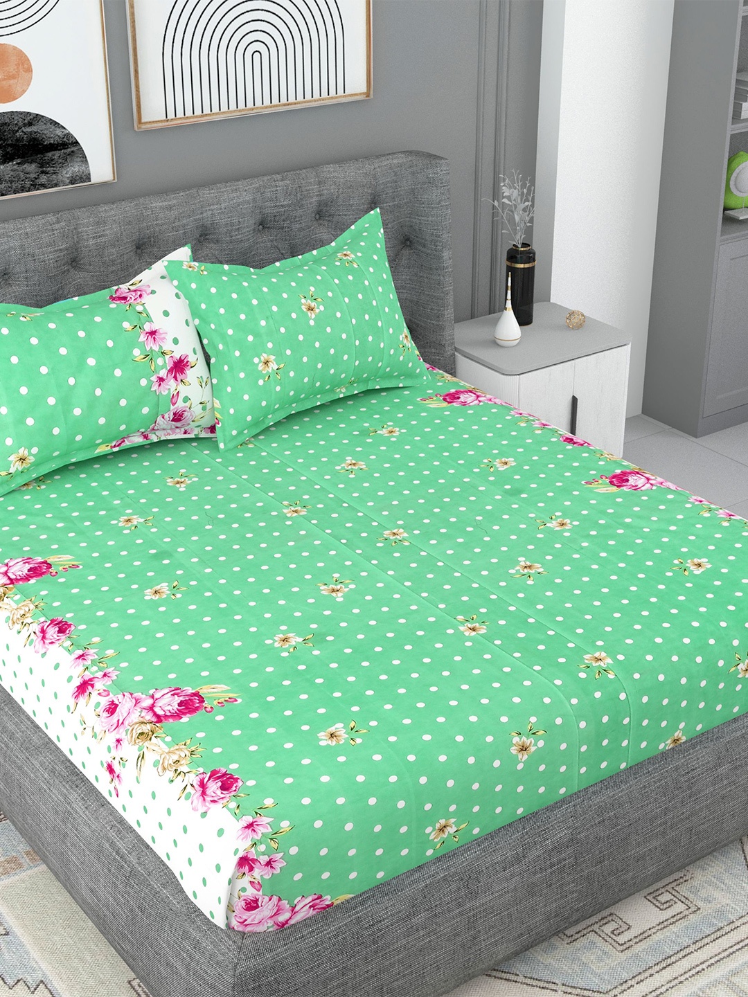 Lali Prints Green & Pink Floral Polycotton 180 TC Queen Bedsheet With 2 Pillow Covers
Lali Prints Green & Pink Floral Polycotton 180 TC Queen Bedsheet With 2 Pillow Covers