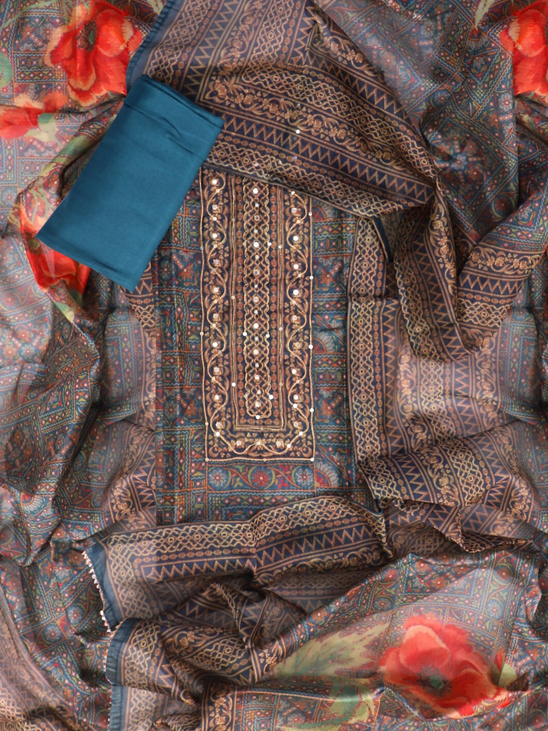 SALWAR STUDIO Ethnic Motifs Printed Mirror Work Organza Unstitched Dress Material, Brown
SALWAR STUDIO Ethnic Motifs Printed Mirror Work Organza Unstitched Dress Material, Brown