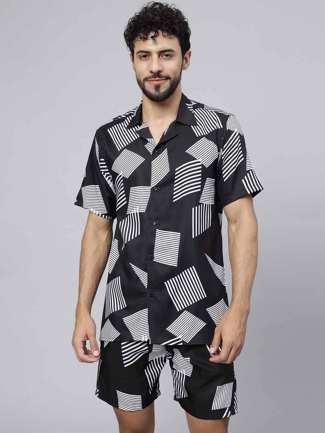 Vrundavan ethics Printed Shirt With Short, Black