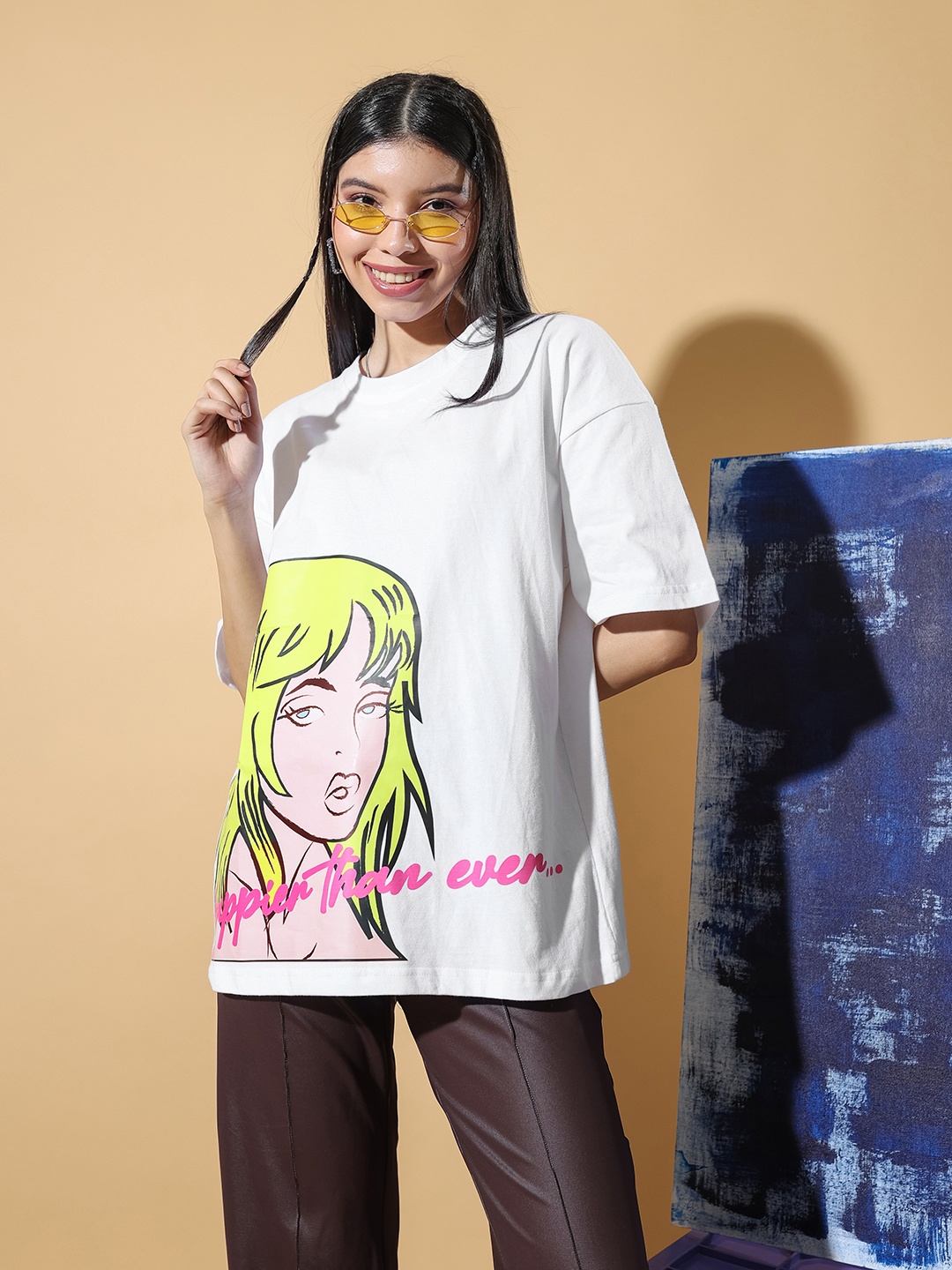 Stylecast X Hersheinbox Printed Drop-Shoulder Sleeves Pure Cotton Relaxed Fit T-shirt, White
Stylecast X Hersheinbox Printed Drop-Shoulder Sleeves Pure Cotton Relaxed Fit T-shirt, White