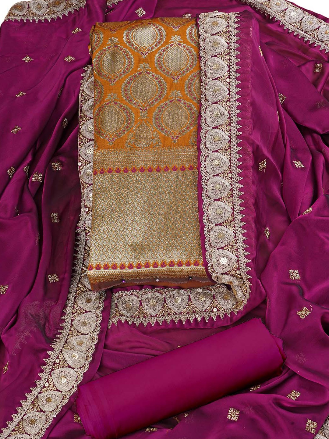 HALFSAREE STUDIO Ethnic Motifs Woven Design Unstitched Dress Material, Mustard
HALFSAREE STUDIO Ethnic Motifs Woven Design Unstitched Dress Material, Mustard