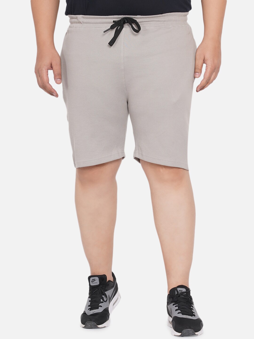 Santonio Plus Size Men Mid-Rise Pure Cotton Shorts, Grey