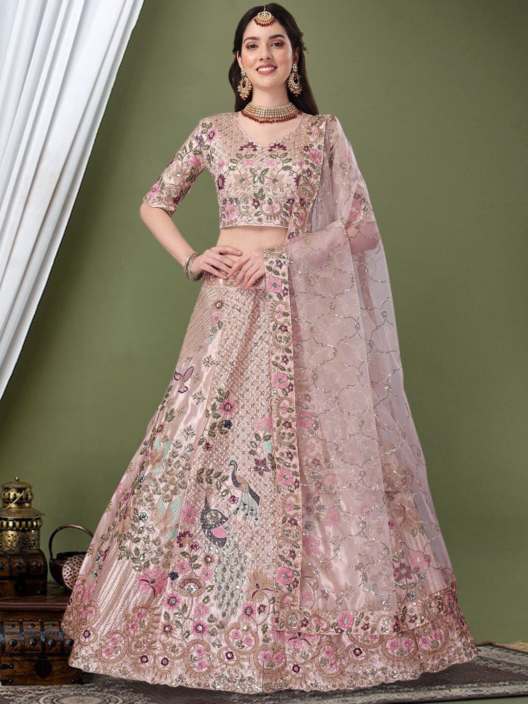 Angroop Embroidered Sequinned Semi-Stitched Lehenga & Unstitched Blouse With Dupatta, Cream
Angroop Embroidered Sequinned Semi-Stitched Lehenga & Unstitched Blouse With Dupatta, Cream