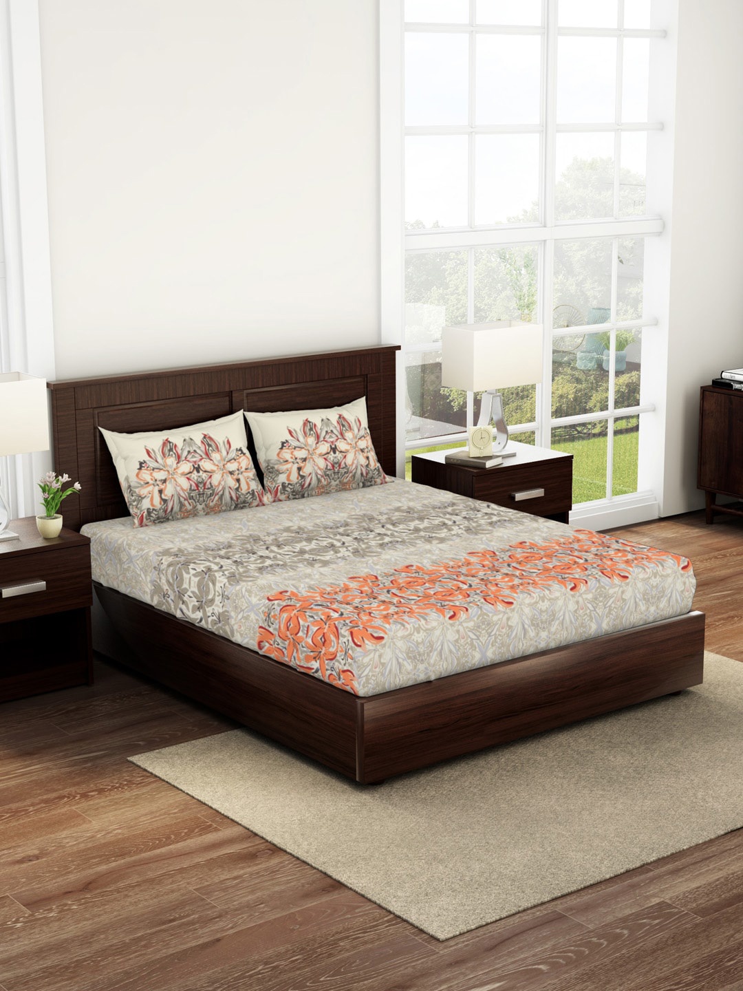 SPACES Bonica Peach-Coloured Floral Printed Pure Cotton 180 TC Fitted Queen Bedsheet Set
SPACES Bonica Peach-Coloured Floral Printed Pure Cotton 180 TC Fitted Queen Bedsheet Set