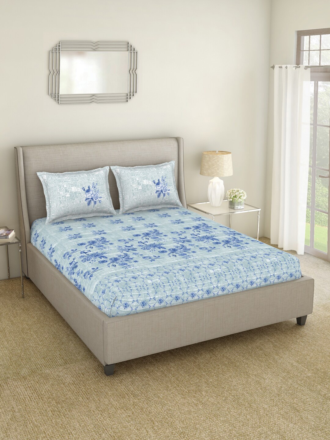 SPACES Occasions Blue & White Floral 210 TC Cotton King Bedsheet with 2 Pillow Covers
SPACES Occasions Blue & White Floral 210 TC Cotton King Bedsheet with 2 Pillow Covers