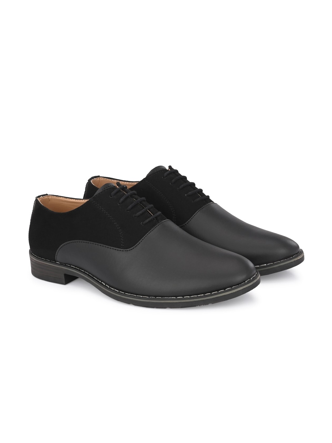 ATTITUDIST Men Round-Toe Formal Oxfords, Black