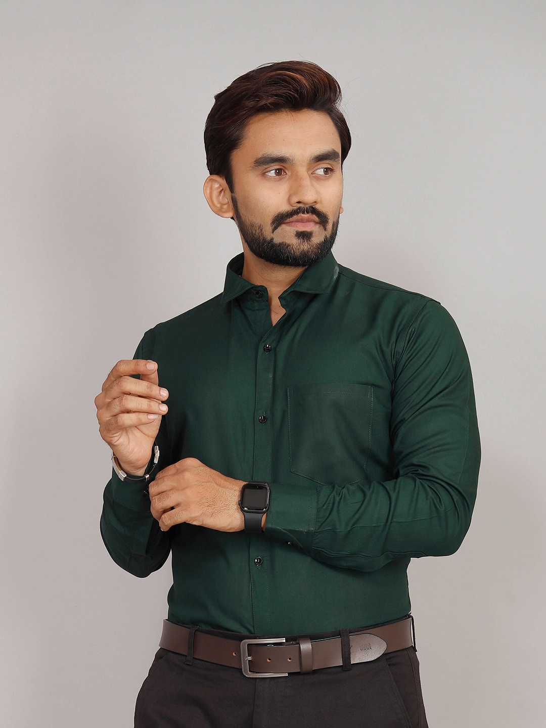 Indian Fashionista Spread Collar Premium Opaque Formal Shirt, Fluorescent green