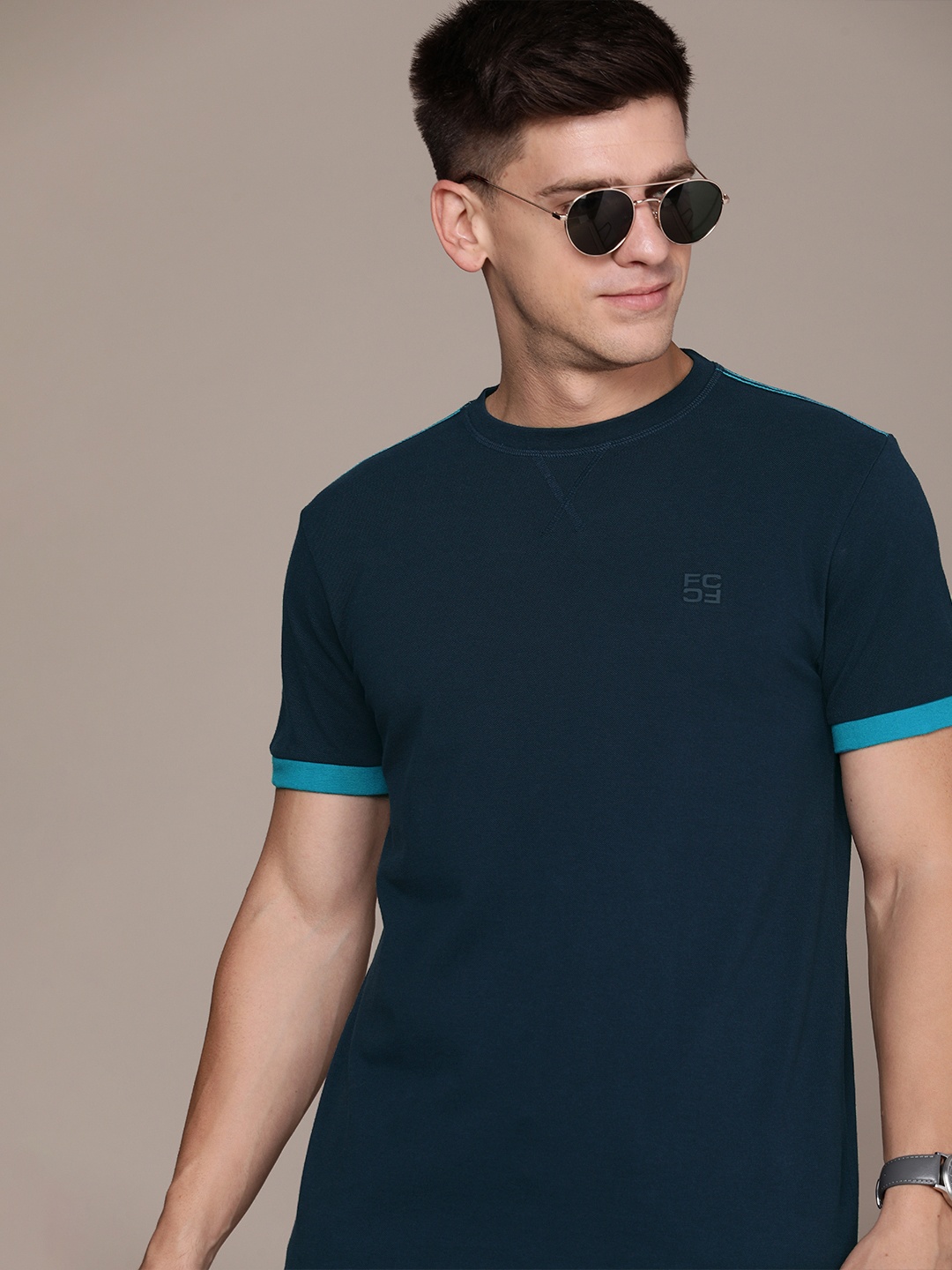 French Connection Pure Cotton T-shirt, Navy blue