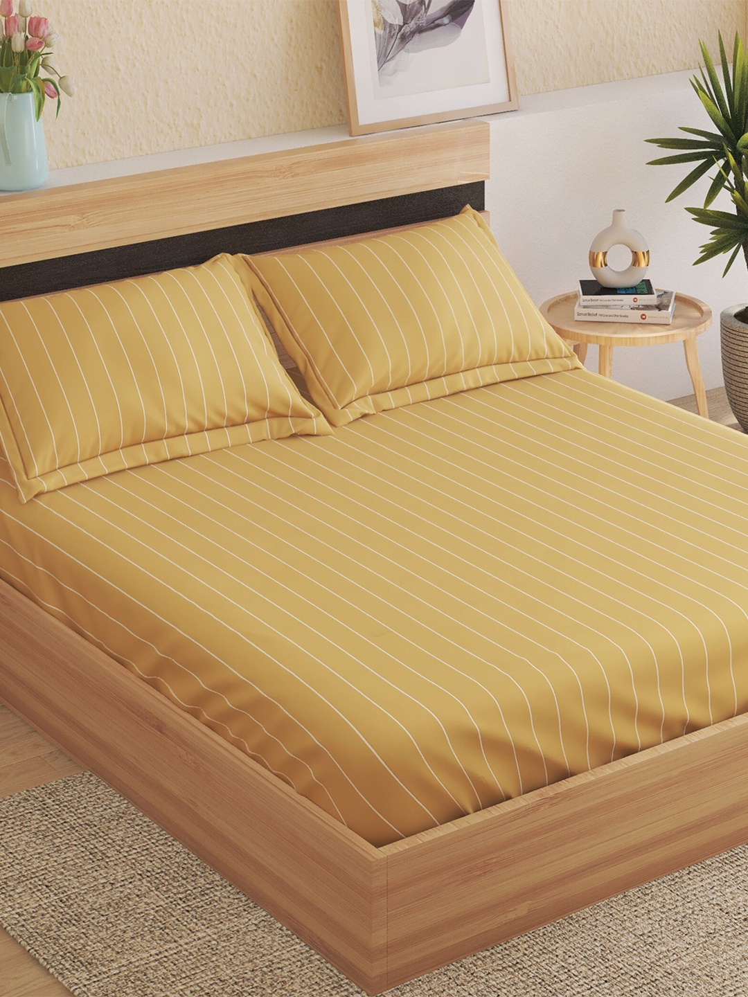 Home Centre Medley Dastkari Yellow Cotton Fitted 220 TC King Bedsheet With 2 Pillow Covers
Home Centre Medley Dastkari Yellow Cotton Fitted 220 TC King Bedsheet With 2 Pillow Covers