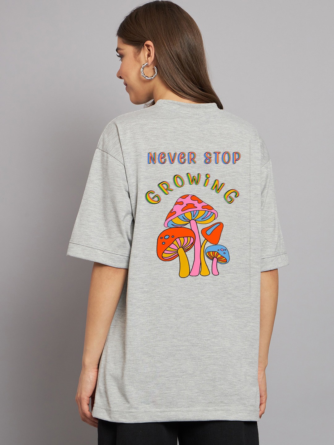 Imsa Moda Typography Printed Drop Shoulder Sleeves Oversized Cotton T-shirt, Grey melange
Imsa Moda Typography Printed Drop Shoulder Sleeves Oversized Cotton T-shirt, Grey melange
