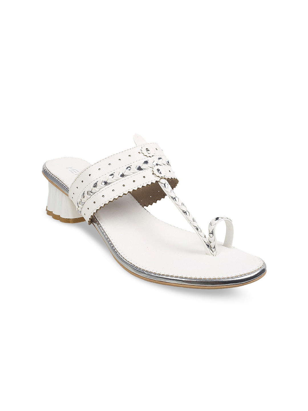 Metro Braided One Toe Block Heels, White