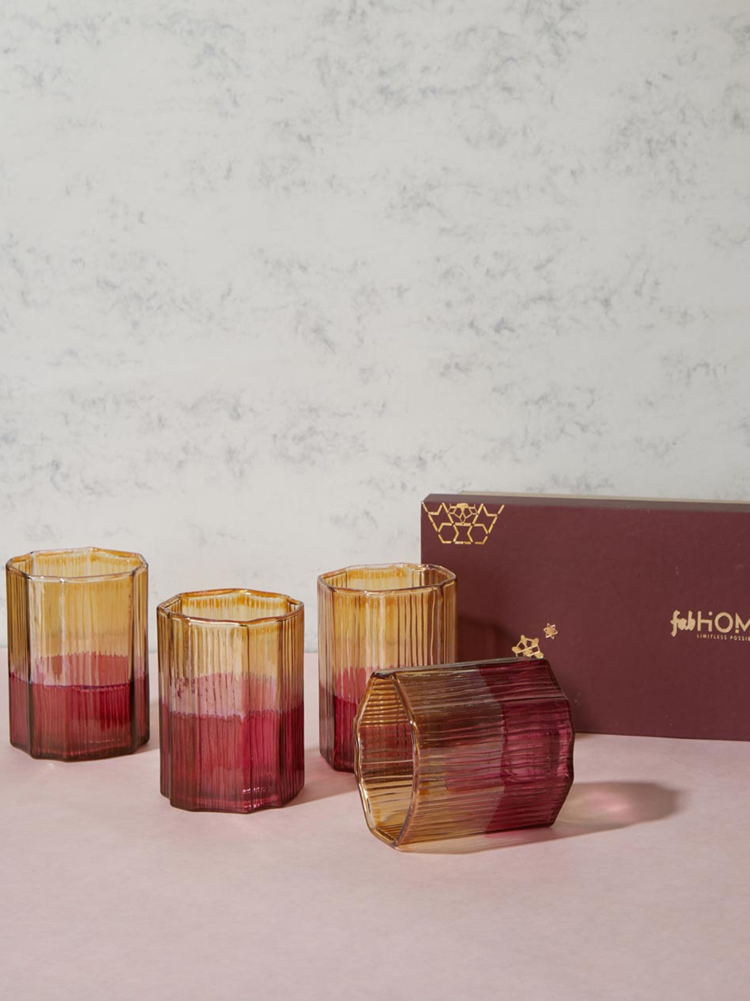 Fabindia Amber Ramya Orange-Colored 4-Pieces Textured Water & Juice Glass - 250 ml each
Fabindia Amber Ramya Orange-Colored 4-Pieces Textured Water & Juice Glass - 250 ml each