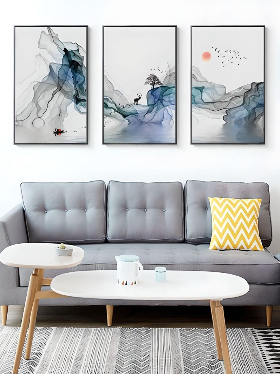 THE HANDMADE FLAIR Crystal Porcelain Blue & Grey 3 Pcs Abstract Mystical Sunrise Wall Art
THE HANDMADE FLAIR Crystal Porcelain Blue & Grey 3 Pcs Abstract Mystical Sunrise Wall Art