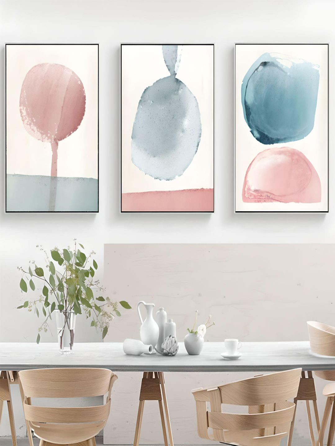 THE HANDMADE FLAIR Pink & Blue 3-Pieces Printed Framed Wall Art 
THE HANDMADE FLAIR Pink & Blue 3-Pieces Printed Framed Wall Art