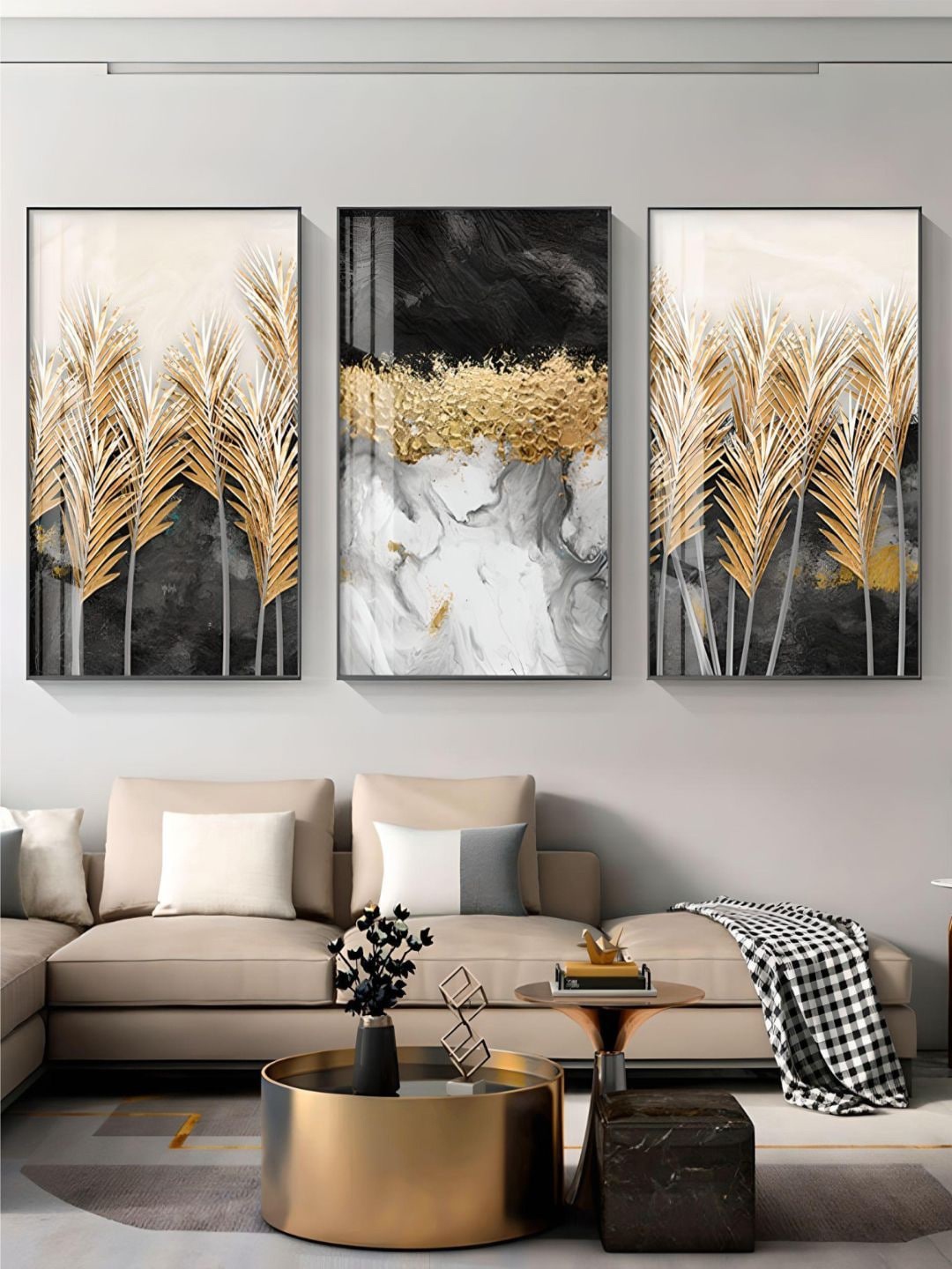 THE HANDMADE FLAIR Crystal Porcelain Beige & Black 3 Pieces Abstract Leaves Wall Art
THE HANDMADE FLAIR Crystal Porcelain Beige & Black 3 Pieces Abstract Leaves Wall Art