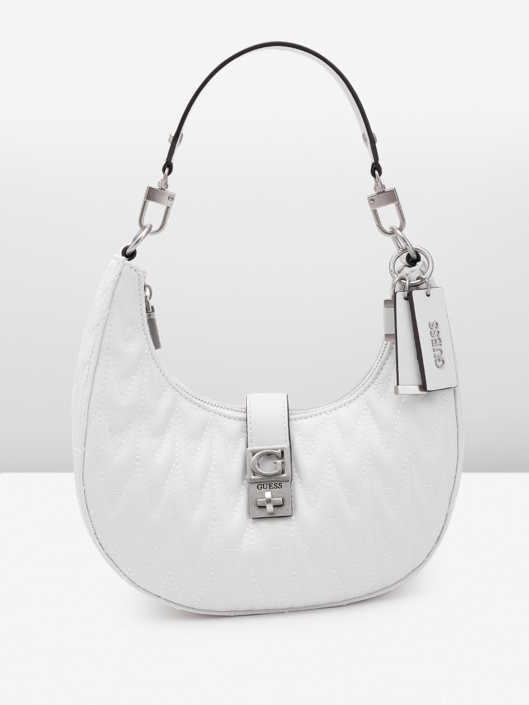 

GUESS Quilted Structured Shoulder Bag, White
