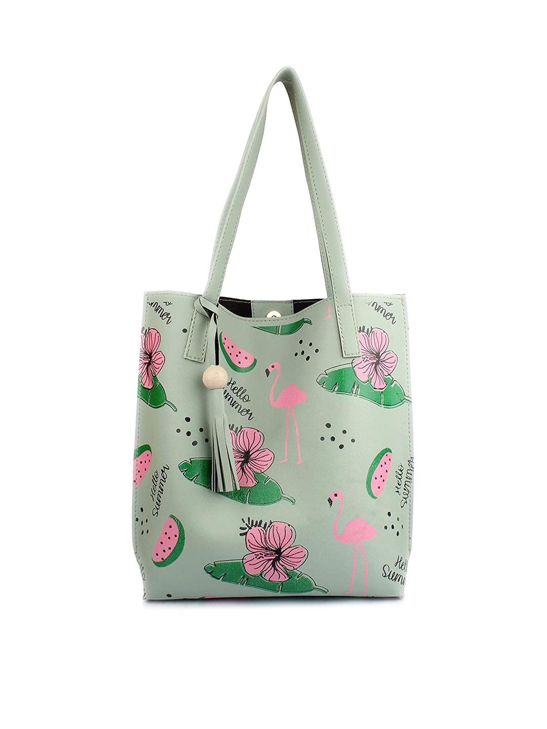 Style Shoes Graphic Printed Shopper Tote Bag, Green