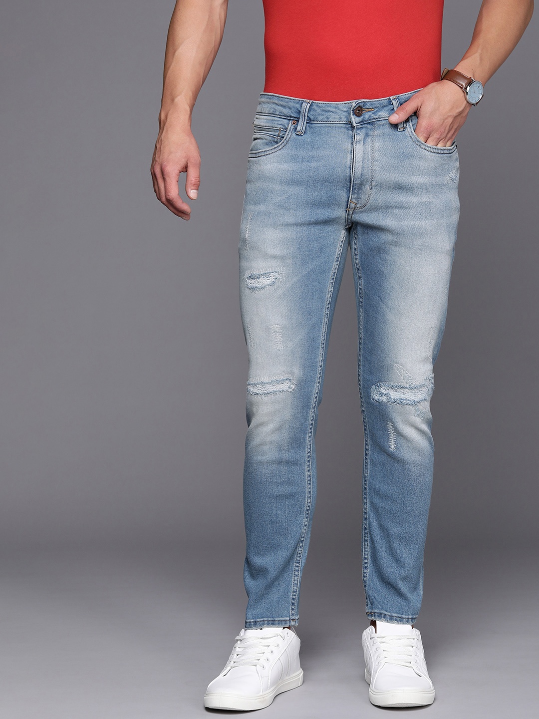 Louis Philippe Jeans Men Smart Skinny Fit Mildly Distressed Heavy Fade Stretchable Jeans, Blue
Louis Philippe Jeans Men Smart Skinny Fit Mildly Distressed Heavy Fade Stretchable Jeans, Blue