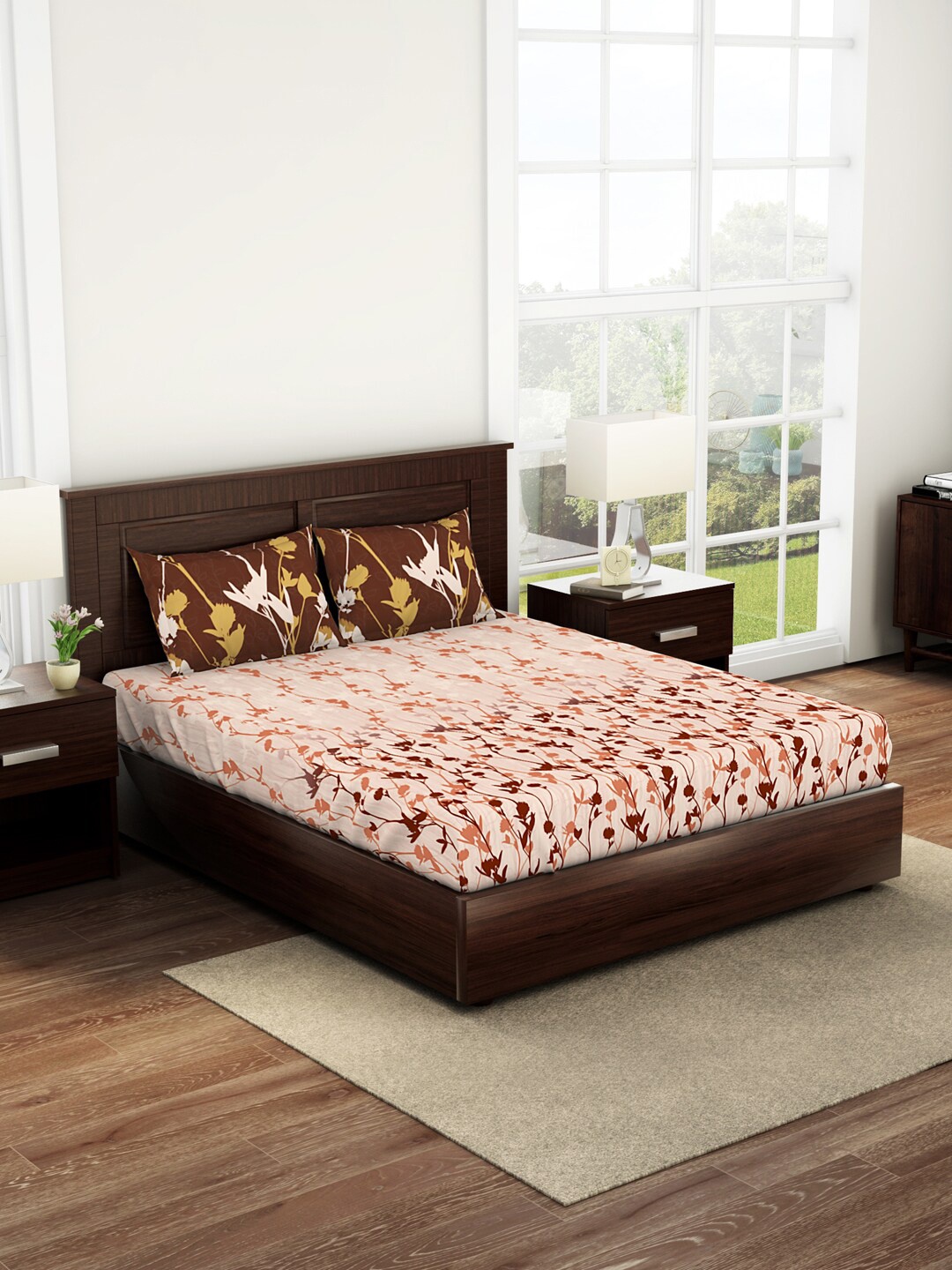 SPACES Bonica Brown & Yellow Printed Cotton 144 TC Queen Bedsheet with 2 Pillow Covers
SPACES Bonica Brown & Yellow Printed Cotton 144 TC Queen Bedsheet with 2 Pillow Covers
