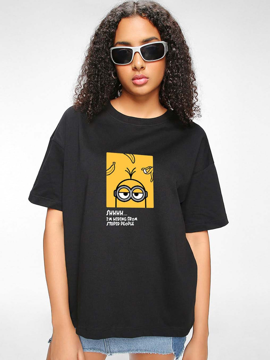 Bewakoof Official Minions Merchandise Antisocial Minion Graphic Printed Oversized T-shirt, Black
Bewakoof Official Minions Merchandise Antisocial Minion Graphic Printed Oversized T-shirt, Black