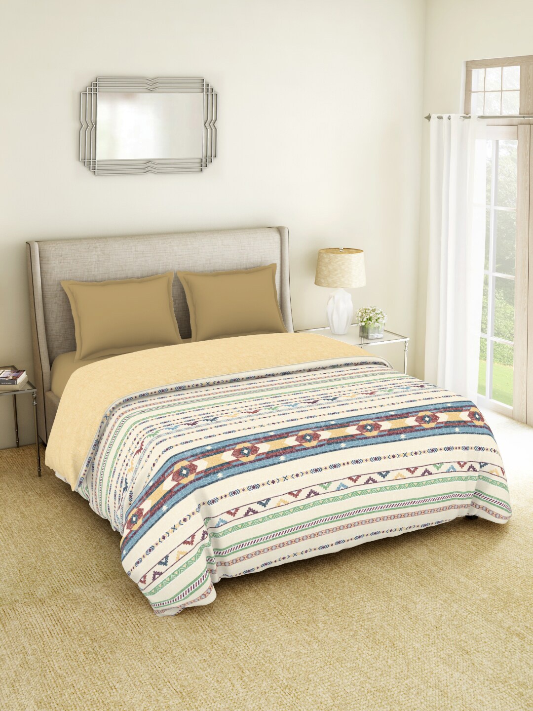 SPACES Aw22 Off White & Beige Geometric AC Room Pure Cotton 210 GSM Double Bed Quilt
SPACES Aw22 Off White & Beige Geometric AC Room Pure Cotton 210 GSM Double Bed Quilt