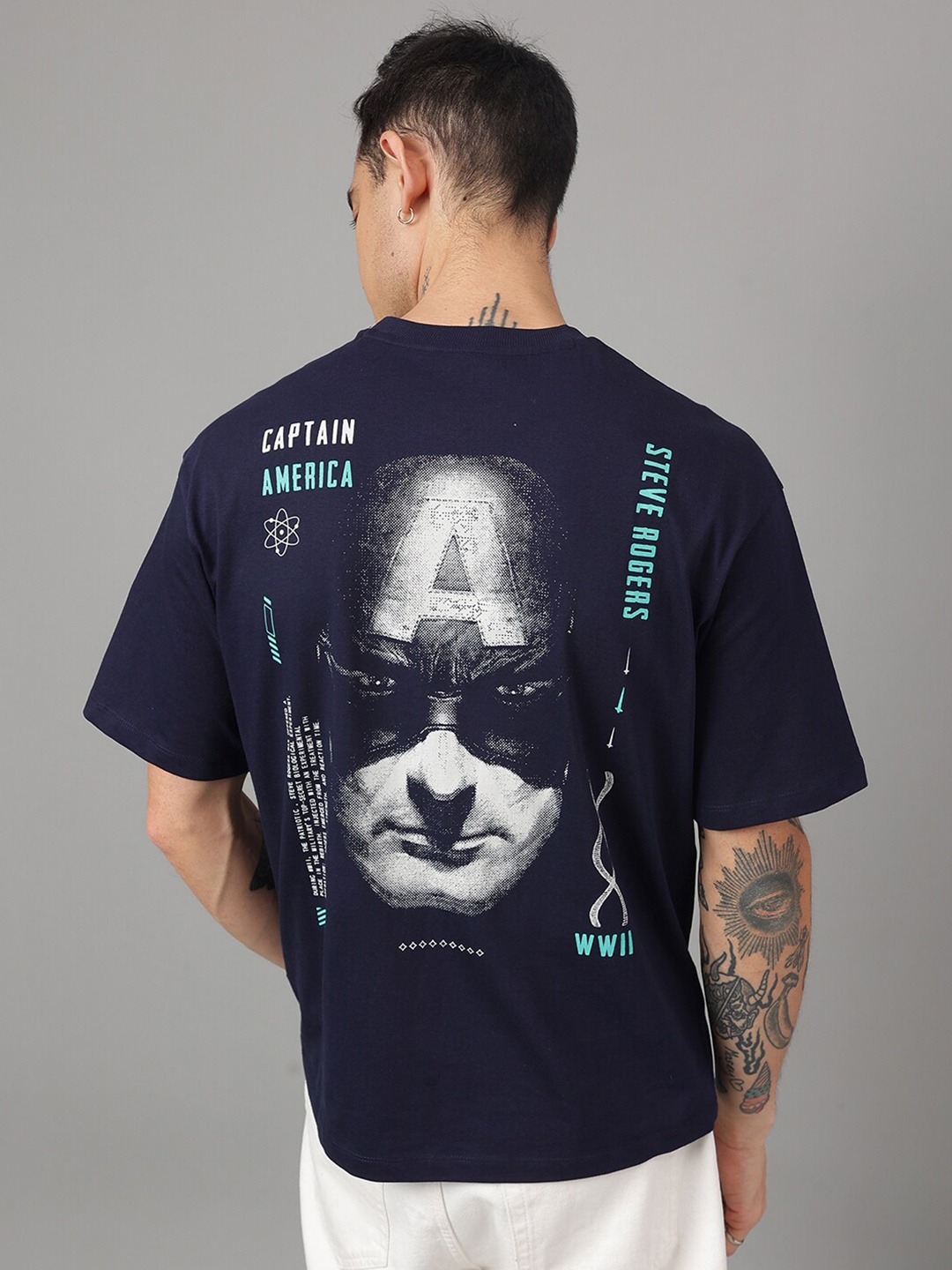 Free Authority Oversized Captain America Front and Back Printed Round Neck T-shirt, Navy blue
Free Authority Oversized Captain America Front and Back Printed Round Neck T-shirt, Navy blue