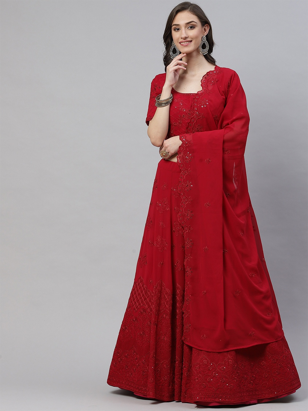Sangria Red Embellished Semi-Stitched Lehenga & Unstitched Blouse With Dupatta
Sangria Red Embellished Semi-Stitched Lehenga & Unstitched Blouse With Dupatta