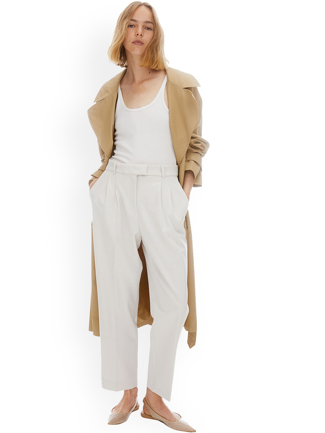 H&M Ankle-length Trousers, Beige