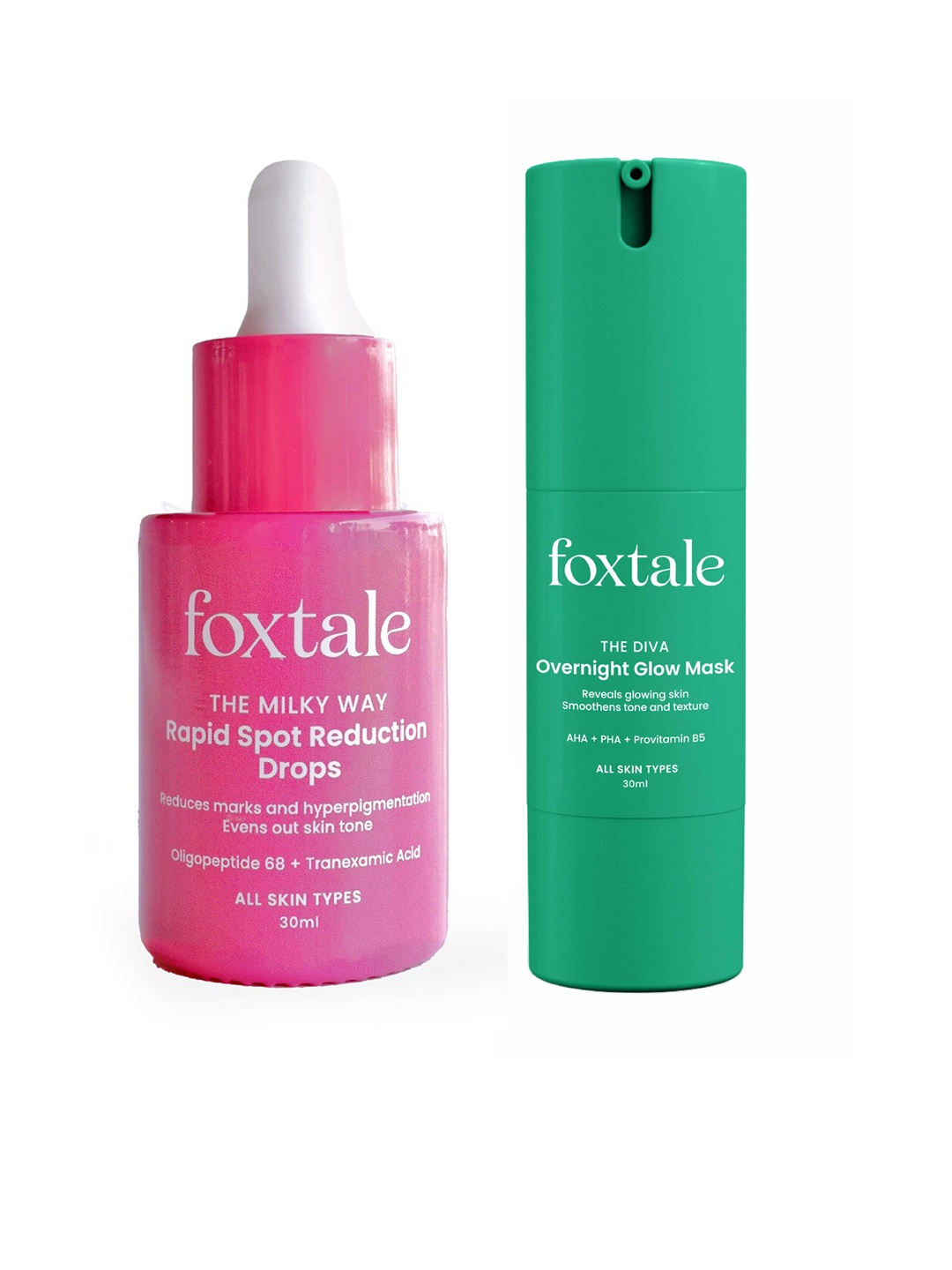 FoxTale Set of The Diva Overnight Glow Face Mask + The Milky Way Spot Reduction Drops, Green
FoxTale Set of The Diva Overnight Glow Face Mask + The Milky Way Spot Reduction Drops, Green